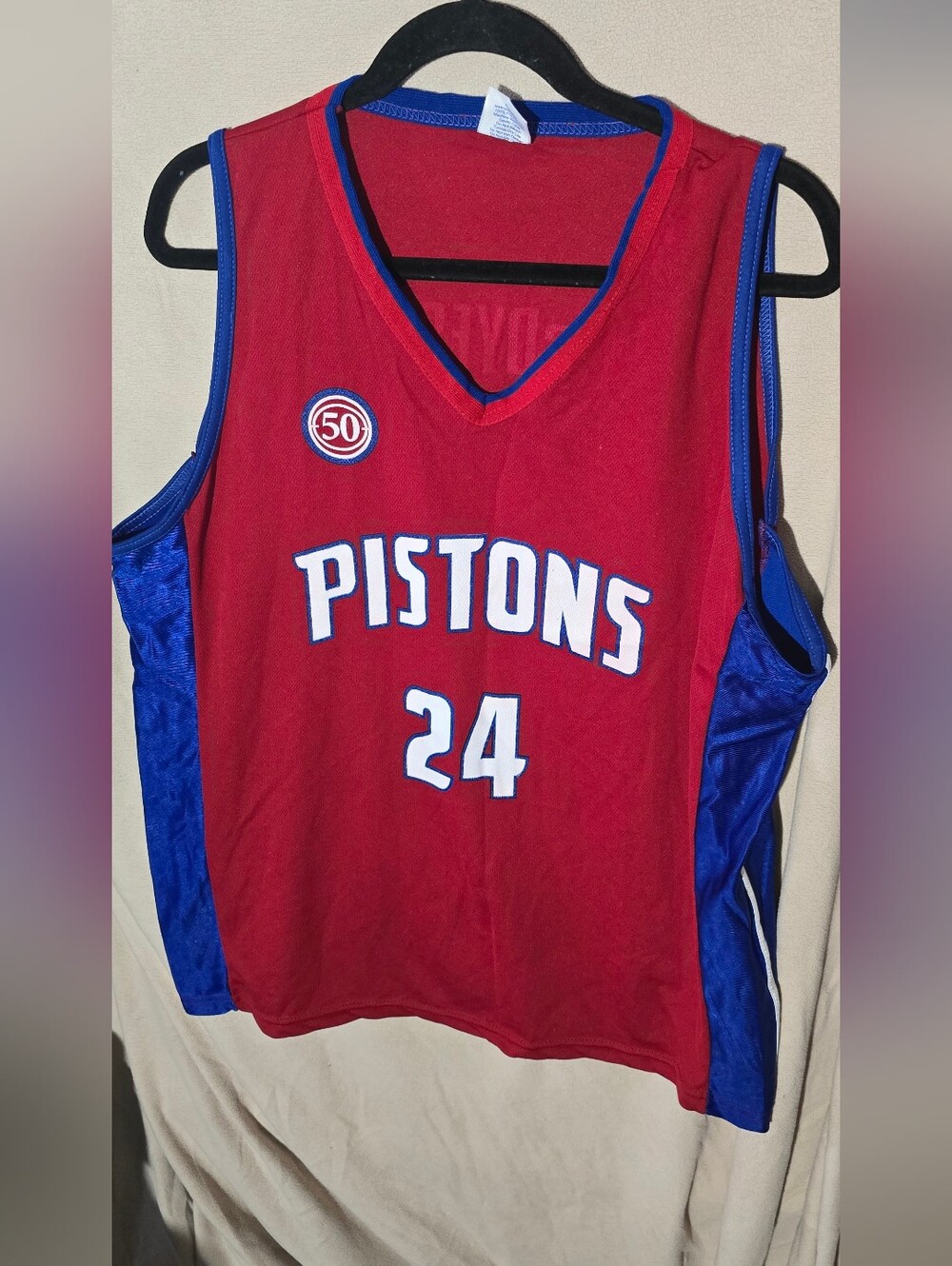 Detroit Pistons Red and Blue Basketball Jersey - #24 Mcdyess
